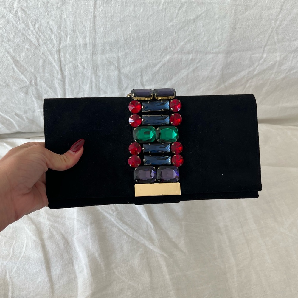 Nordstrom Black Clutch Suede
